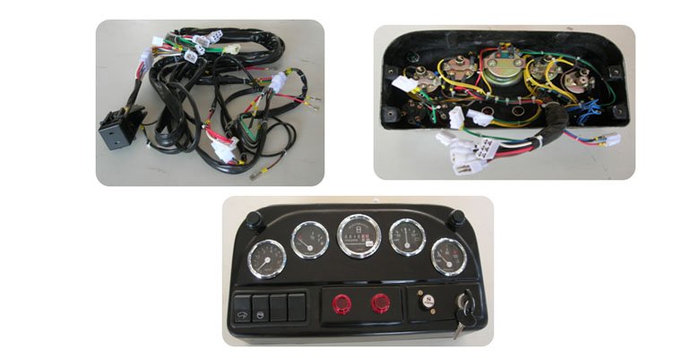 Forklift dashboard wiring harness and assembled dashboard panel from Harness Techniques (I) Pvt. Ltd., specialist forklift dashboard assembly and industrial wiring harness manufacturer in India.